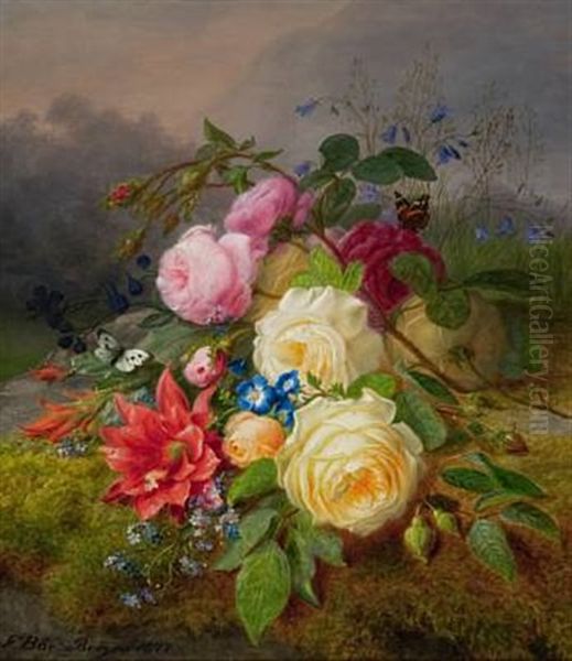 Cactus Og Roser Oil Painting by Frants Diderik Boe