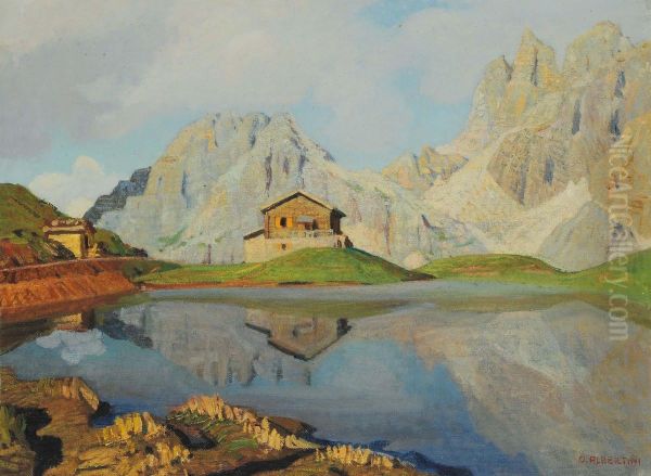 Lago Negrelli Oil Painting by Oreste Albertini