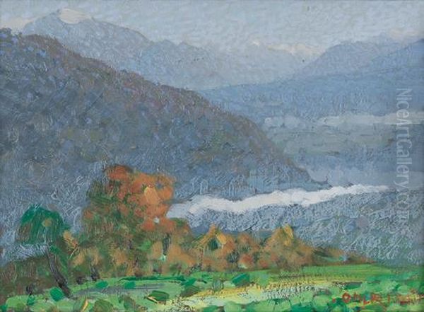 Da Monti Di Bersano Oil Painting by Oreste Albertini