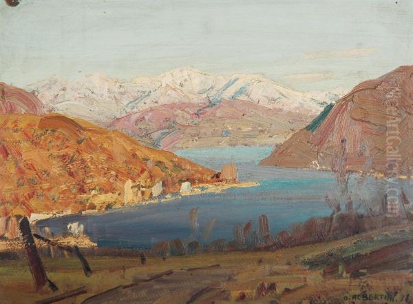 Scorcio Di Lago Lombardo Oil Painting by Oreste Albertini