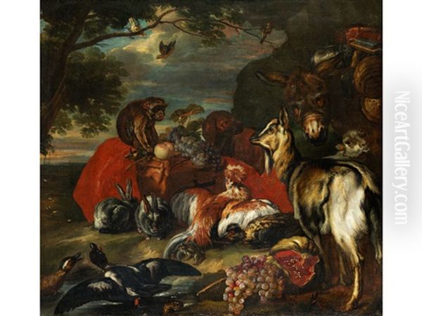 Tierstuck Mit Fruchten Oil Painting by Pieter Boel