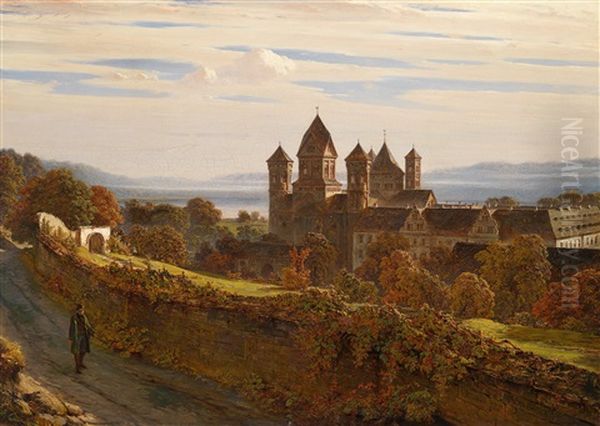 View Of Maria Laach Oil Painting by Gustav Adolf Boenisch