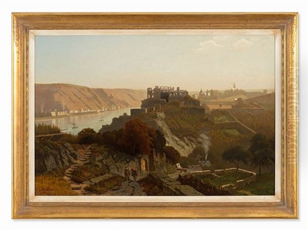 The Rhineland Near St. Goar Oil Painting by Christian Eduard Boettcher