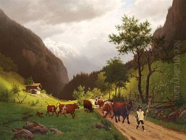 Mellem Hallein Og Berchtesgarden I De Bayerske Alper Oil Painting by Carl Henrik Bogh