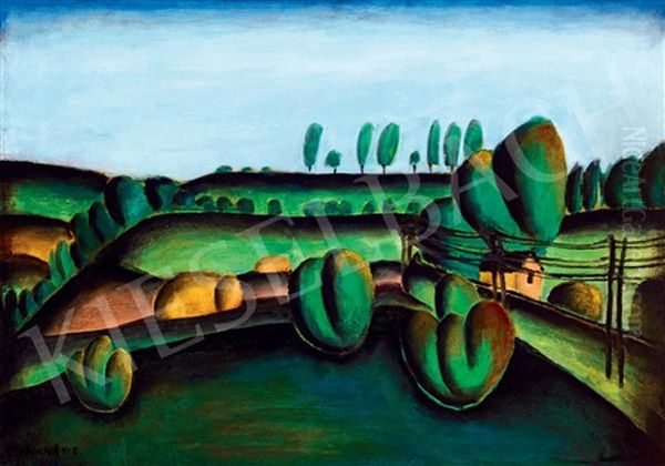 Rakosliget Landscape Oil Painting by Ede Bohacsek