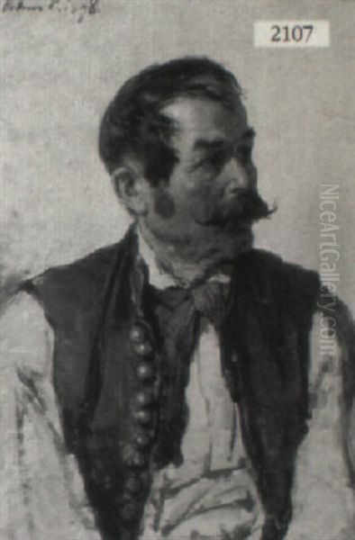 Portrait Of A Gypsy Oil Painting by Pal (Paul) Boehm