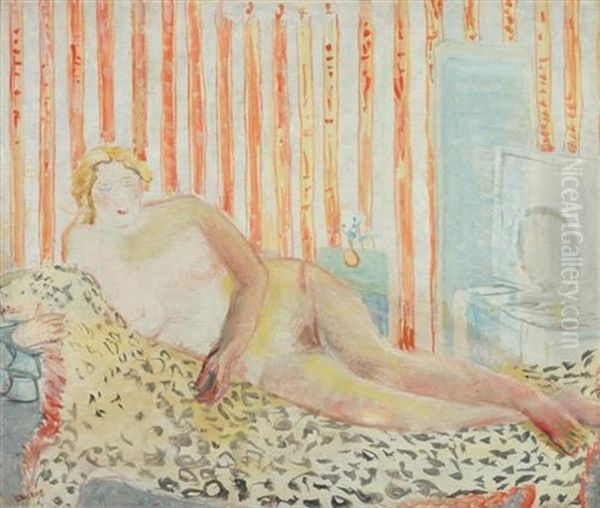 Akt Auf Leopardenfell Oil Painting by Angelo Del Bon
