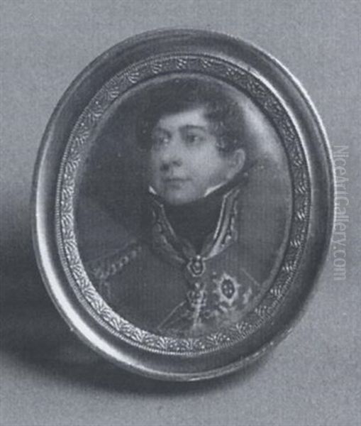 George Iv As Prince Regent In A Field Marshall's Jacket Oil Painting by Henry Bone