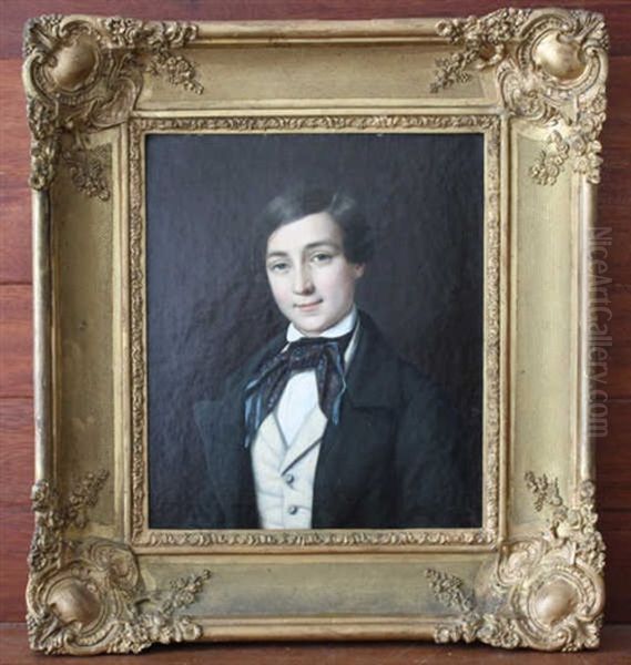 Portrait (george Sand?) Oil Painting by Jean Baptiste Bonjour
