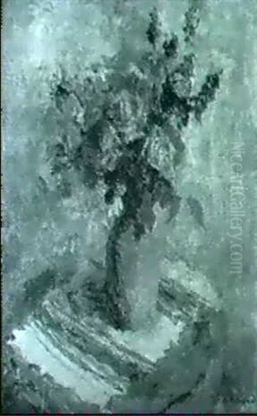 Stilleben Mit Rosenbouquet In Tonvase Oil Painting by Julia Bonnard
