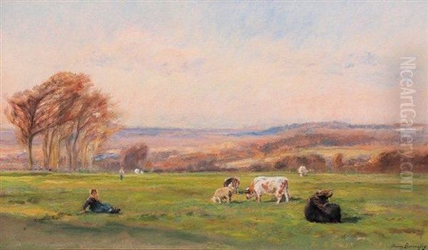 Vaches Dans Un Paturage Oil Painting by Henri Arthur Bonnefoy