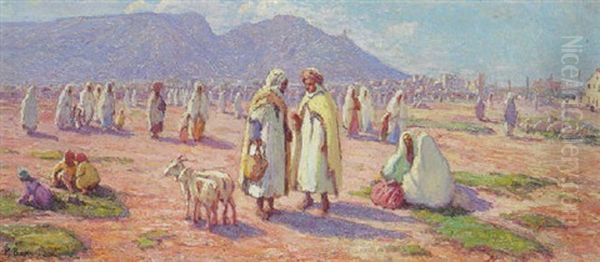 Marche Sur Le Grand Plateau D'oran Oil Painting by Primitif Bono
