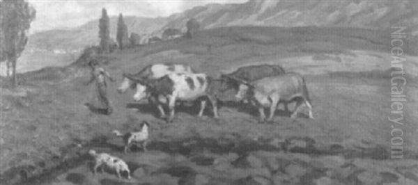 Les Labours Oil Painting by Primitif Bono