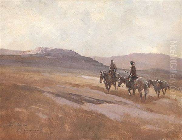 Two Indian Riders Oil Painting by Edward Borein