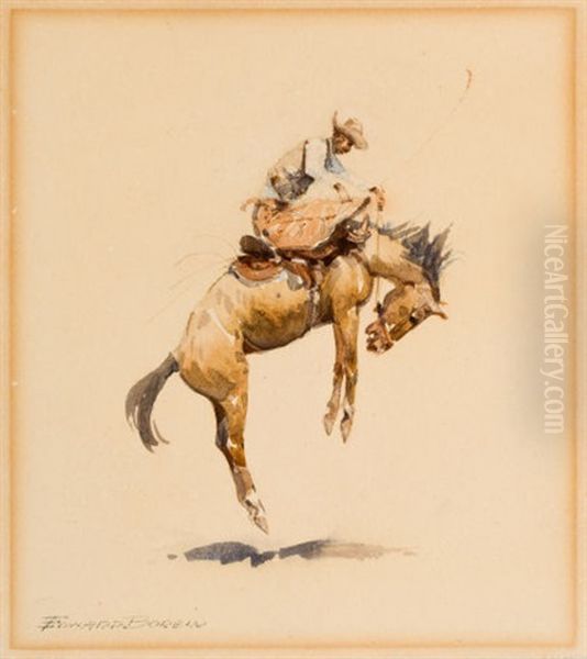 Bucking Bronc Oil Painting by Edward Borein