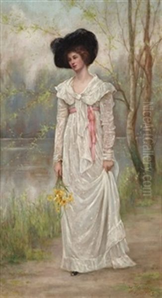 Dama Oil Painting by Vicente Borras Y Abella