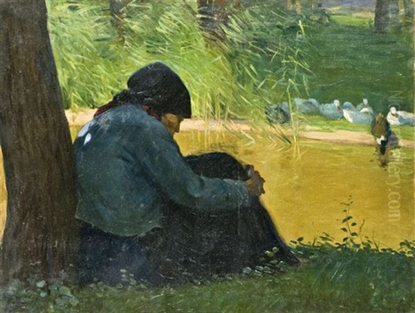 Patakparton Oil Painting by Frigyes Borszeky