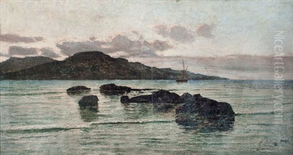 Marina Oil Painting by Giacinto Corsi di Bosnasco