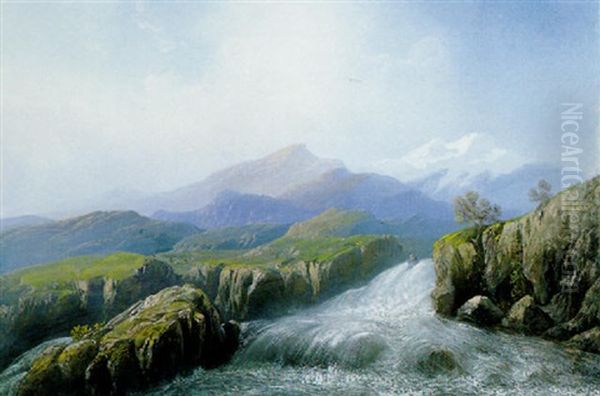 Paesaggio Alpino Con Monte Bianco Sullo Sfondo Oil Painting by Carlo Bossoli