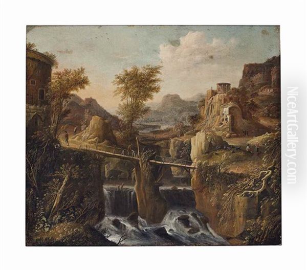 Figures In A Landscape Oil Painting by Jan Dirksz. Both