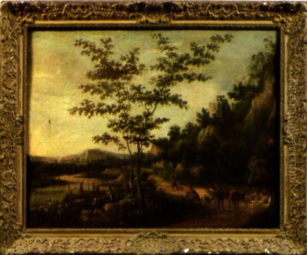 La Halte Des Voyageurs Pres De La Riviere Oil Painting by Jan Dirksz. Both