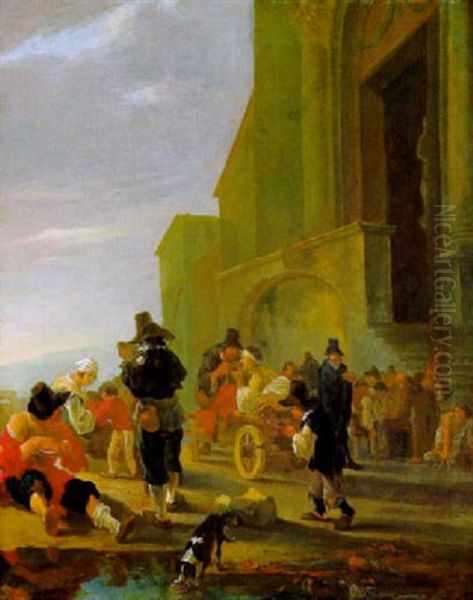 Die Verteilung Der Klostersuppe Oil Painting by Jan Dirksz. Both