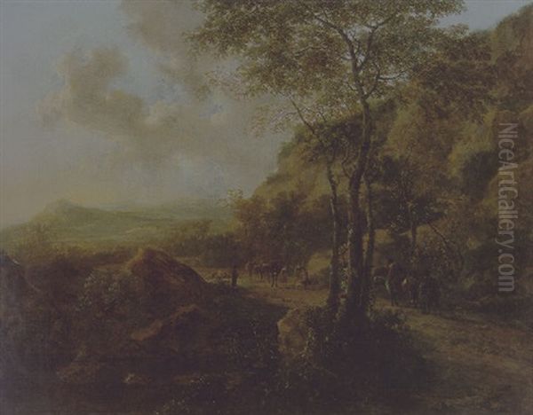 Italienische Landschaft Mit Figuren Oil Painting by Jan Dirksz. Both