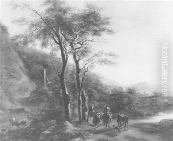 Travellers On A Path Oil Painting by Jan Both