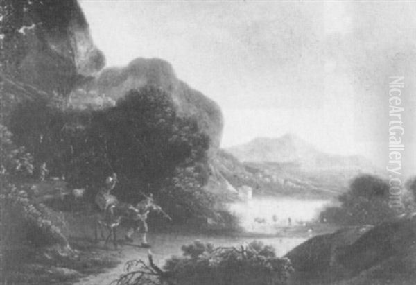 An Italianate Landscape With A                              Muleteer On A Track Oil Painting by Jan Both