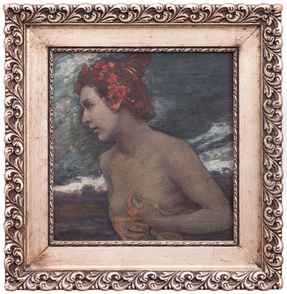 Divka S Kvety Oil Painting by Hugo Boettinger