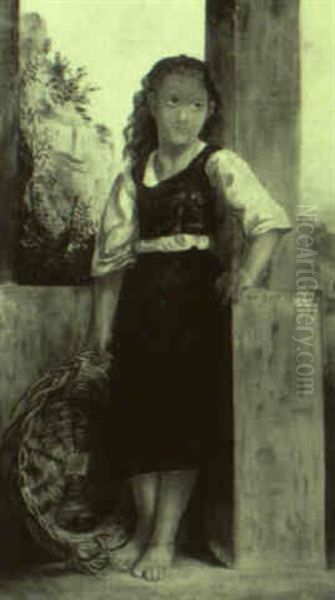 Girl With Basket In The Mountains Oil Painting by William-Adolphe Bouguereau