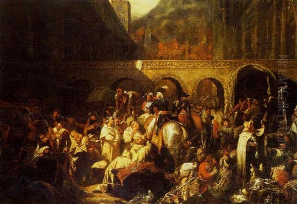 Les Armees Francaises Aux Abords D'un Monastere Oil Painting by Clement Boulanger