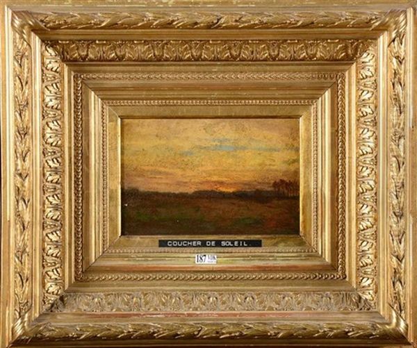Coucher De Soleil A Tervueren Oil Painting by Hippolyte Emmanuel Boulenger