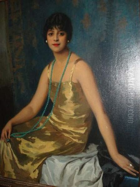 Elegante Au Collier De Perles Oil Painting by Cyprien Eugene Boulet