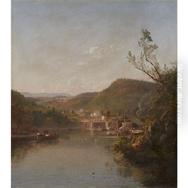 Lock At New Hope Pennsylvania Oil Painting by Dewitt Clinton Boutelle