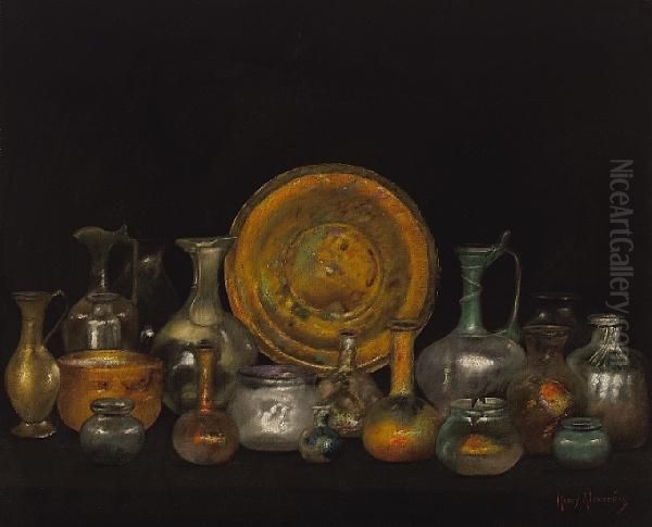 Still Life With Phoenician Glass Oil Painting by Henry Alexander