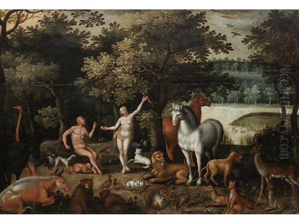 The Temptation Of Adam Oil Painting by Jacob Bouttats