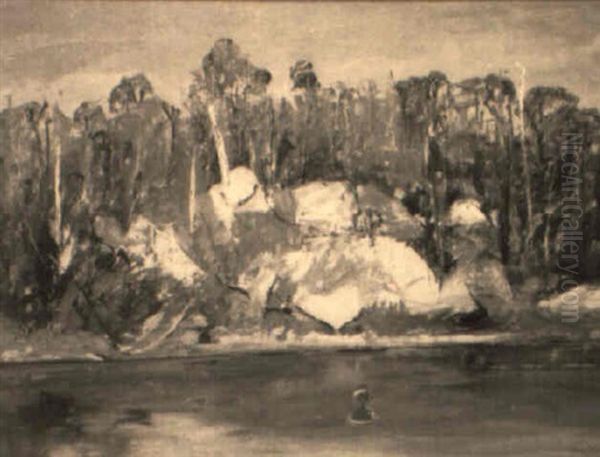 Swimmer On The Shoalhaven Oil Painting by Arthur Merric Boyd
