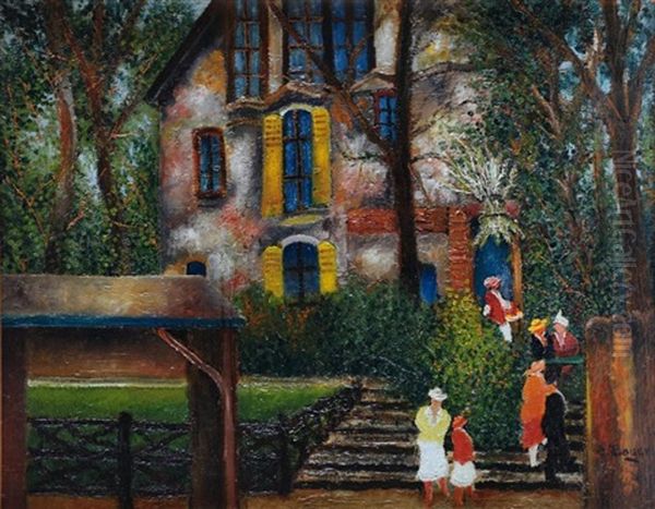 Promeneurs Devant Le Moulin D'orgemont Oil Painting by Emile Boyer