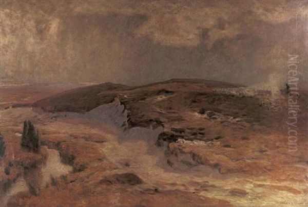 Heidehugel Oil Painting by Eugen Felix Prosper Bracht