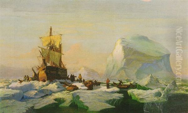 Trapped In The Ice Oil Painting by William Bradford