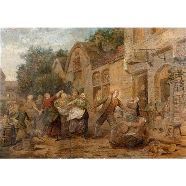 Fete Villageoise Oil Painting by Ferdinand de Braekeleer