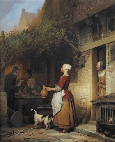 The Young Innkeeper Oil Painting by Ferdinand de Braekeleer the Elder