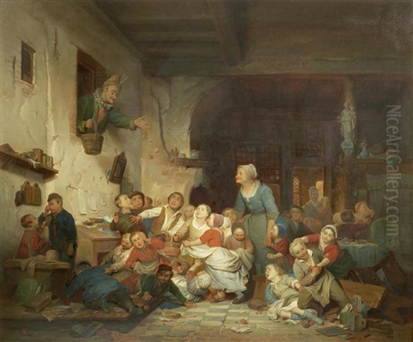 Mid-lent In The Schoolroom Oil Painting by Ferdinand de Braekeleer the Elder