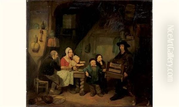 Le Musicien Ambulant Oil Painting by Ferdinand de Braekeleer the Elder