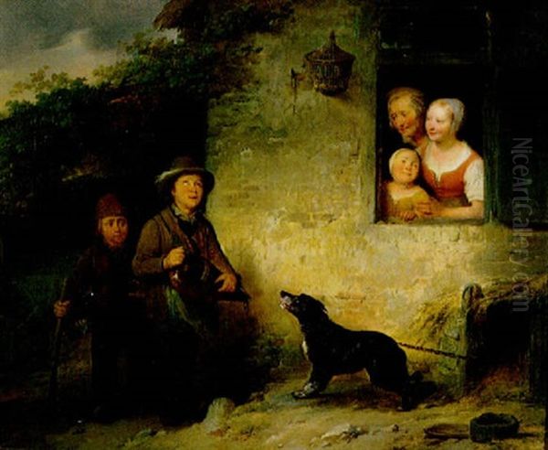 Mendicant Musician Oil Painting by Ferdinand de Braekeleer the Elder