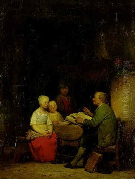 The Lesson Oil Painting by Ferdinand de Braekeleer