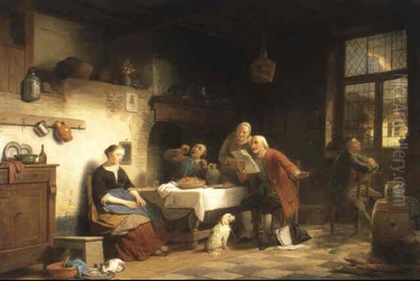 Interieur Avec Personnages Oil Painting by Ferdinand de Braekeleer