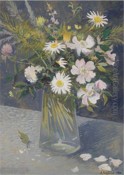 Still Life With Flowers Oil Painting by Alexei Konstantinovich Korovin
