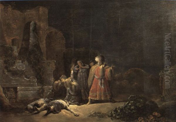 The Discovery Of The Bodies Of Pyramus And Thisbe Oil Painting by Leonard Bramer